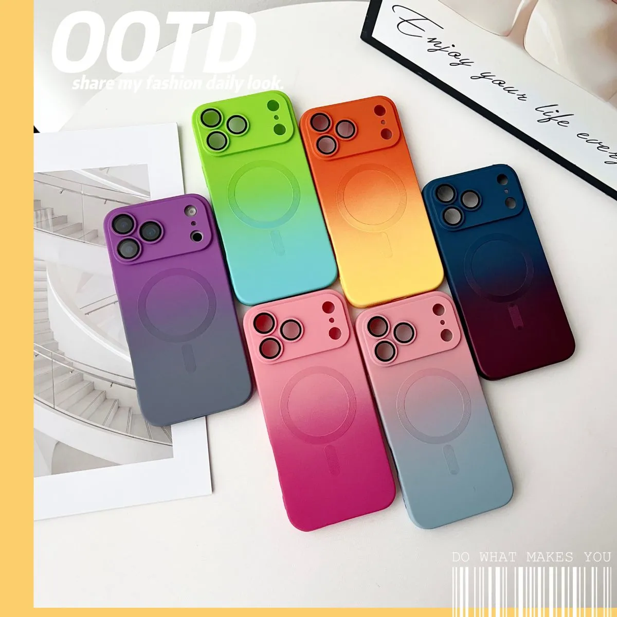 Dual-Tone Gradient Liquid Silicone Magnetic Case for iPhone 16 Pro Max, Built-in Camera Lens Film Cover Compatible with iPhone 17 & 15, Shockproof Bumper